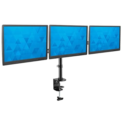 Mount-It! Triple Monitor Mount 3 Screen Desk Stand for LCD Computer Monitors for 19 20 22 23 24 27 Inch Monitors VESA 75 and 100 Compatible Full Motion, 54 lbs Capacity (MI-1753),Black