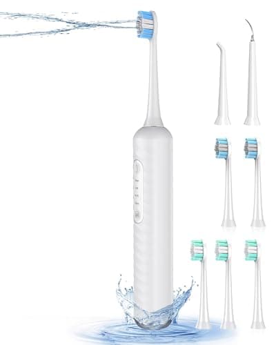 Electric Toothbrush with Water flosser, 3 in 1 Teeth Cleaning Kit with 7 Modes, Electric Toothbrush and flosser Combofor Adults, Water Flosser Portable for Travel and Home (White) 8
