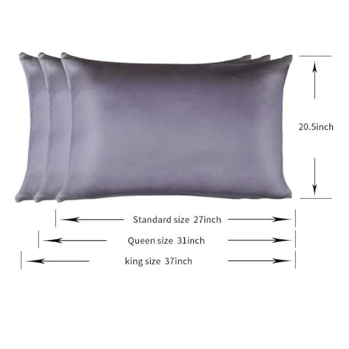 Jocoku 100% Mulberry Silk Pillowcases Set of 2 for Hair and Skin and Super Soft and Breathable Queen Size Nature Silk Pillowcases (Queen, Gray) 8