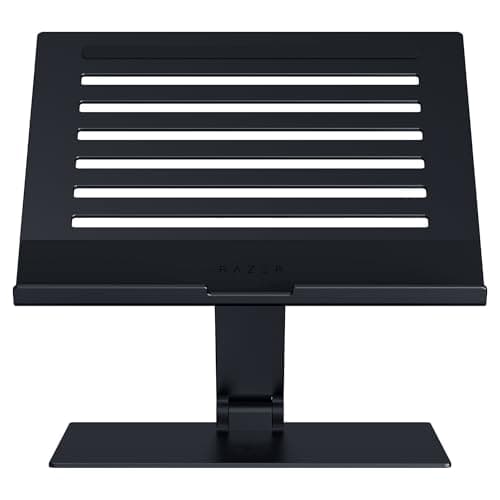 Razer Adjustable Laptop Stand: Supports Phones, Tablets, Laptops, Macbooks up to 18" - Adjust Height and Tilt - Durable Aluminum Construction - Vented Design - Foldable for Storage & Travel - Black