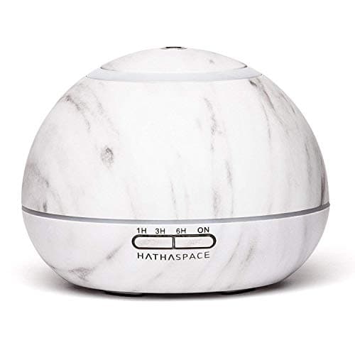 HATHASPACE Marble Essential Oil Diffuser, 350ml Ultrasonic Aromatherapy Diffuser & Cool Mist Humidifier, BPA-Free, 24+ Hour Run Time, 7-Color Mood Light, Quiet Air Diffuser for Home & Office, White