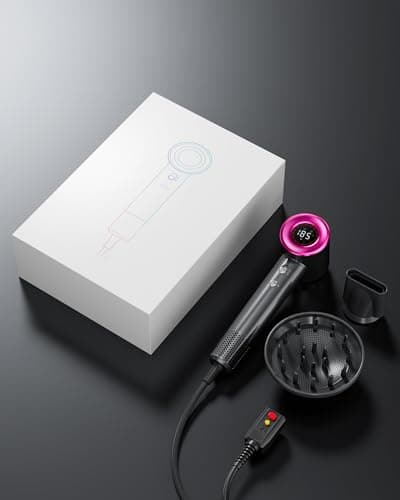 Hair Dryer, 160000 RPM High-Speed Brushless Motor for Fast Drying, 600 Millions Negative Ionic Blow Dryer with HD Display, Low Noise Thermo-Control Hair Dryer with Diffuser and Nozzle 7