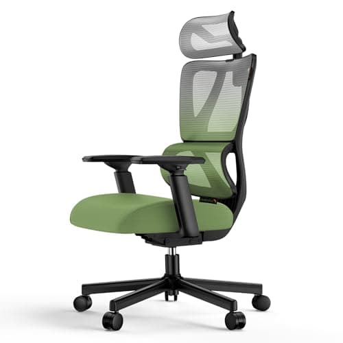 ProtoArc Ergonomic Office Chair, EC100 Big and Tall Desk Chair with Wintex Breathable Mesh, 30% Thicker Saddle Spring Cushion, Lumbar Support, Adjustable Headrest, Armrest - Gradient Green