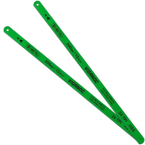 Viganoc 12" Hacksaw Replacement Blades, Bi-Metal High Speed Steel Hack Saw Blades - 24TPI HSS Saw Blades, 2 Pack