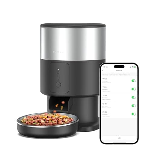 Yuposl Automatic Cat Feeder - 5G WiFi Cat Food Dispenser with Stainless Steel Food Storage, 1-6 Meals Per Day, 1-16 Portion, Voice Recording, Auto Pet Feeder with App