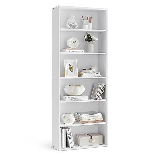 VASAGLE CUSTOS Collection - Bookshelf, 6-Tier Bookcase, Book Shelf, Open Storage Shelf, 9.4 x 23.6 x 63.3 Inches, for Living Room, Home Office, Dinning Room, Cloud White ULBC166T14
