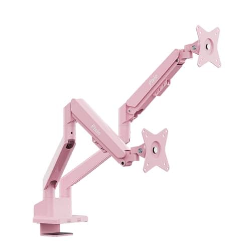 Pixio PS1D Wave Pink Dual Monitor Arm Stand Desk Mount - Fits up to 32 inches Monitors and up to 19.8lbs. VESA Compatibility and Integrated Cable Management