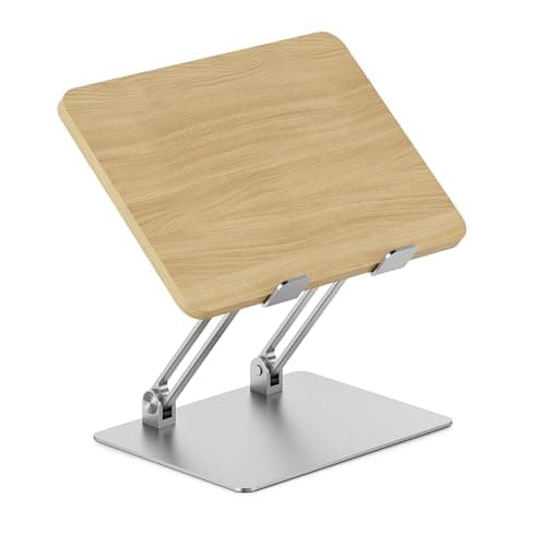 Branch Adjustable Laptop Stand - Portable Wooden Laptop Riser with Customizable Height & Angle - Foldable - Secure Silicon Grips for Home or Office - Woodgrain