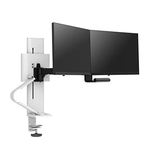 Ergotron – Trace™ Dual Monitor Arm, VESA Desk Mount – for 2 Monitors Up to 27 Inches, 4.05 to 10.75 lbs Each – White
