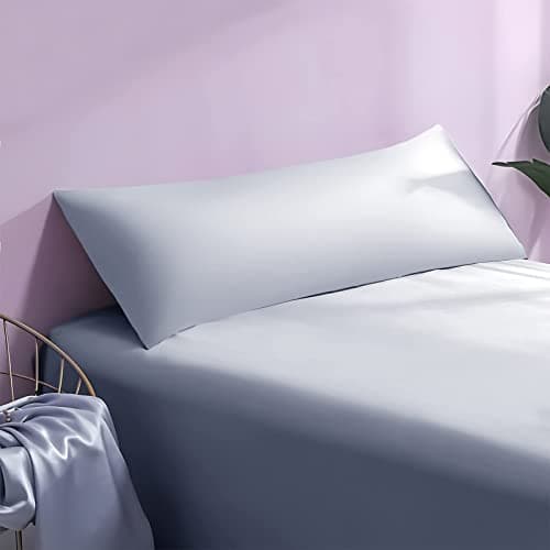 OLESILK Silk Body Pillowcase 20x54 Zippered: 100% Mulberry Silk for Hair and Skin, Breathable and Soft for Pregnant and Family, Silver Grey 7