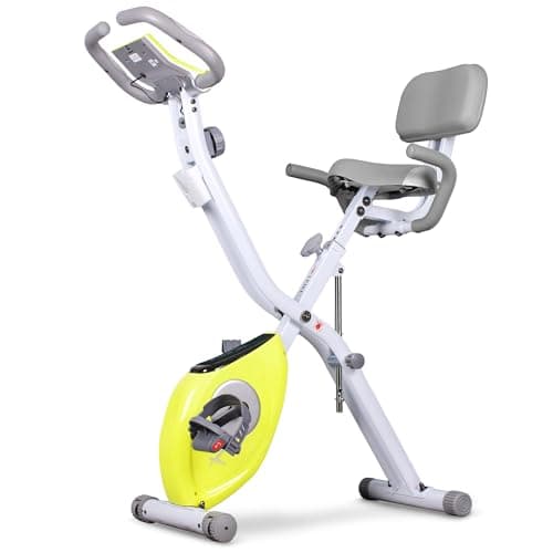 leikefitness LEIKE X Bike Ultra-Quiet Folding Exercise Bike, Magnetic Upright Bicycle with Heart Rate,LCD Monitor and easy to assemble (YELLOW)