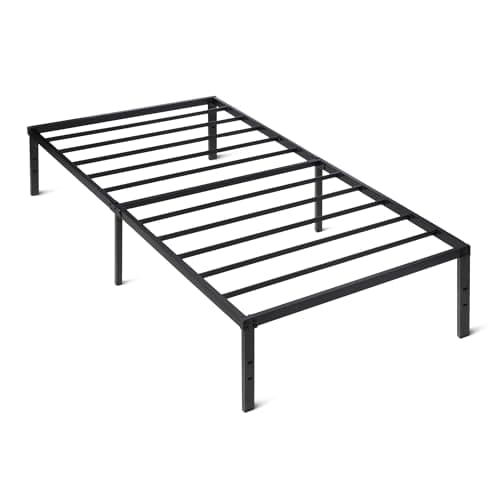 Amazon Basics Metal Bed Frame, Non-Foldable Platform Bed, Easy Assembly, Twin, 39W x 75L x 14H in, Black