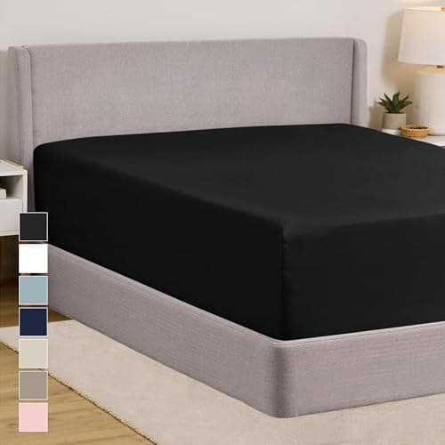 GORILLA GRIP Fitted Sheets, Stay in Place Twin Size Deep Pocket Bottom Bed Sheets for Mattress, Lightweight Microfiber Sábana, All Around Elastic, Oeko-Tex, Wrinkle and Shrink Resistant, Black