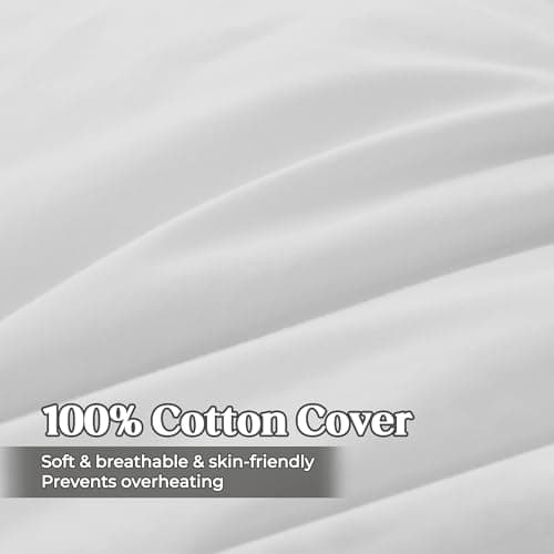 puredown® Feather and Down Comforter Full/Queen Size, Lightweight Duvet Insert, Ultra-Soft 100% Cotton Shell Light Warmth Bedding Comforters(White, 88x88) 5