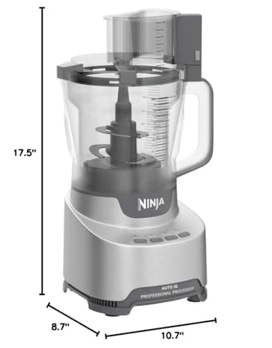 Ninja Food Processor, Professional XL, 1200 Peak-Watts, 4-in-1, Chopping, Slicing/Shredding, Purees, Dough, 12-Cup Processor Bowl, 2 Blades & 2 Discs, Feed Chute/Pusher, Black, NF701 10