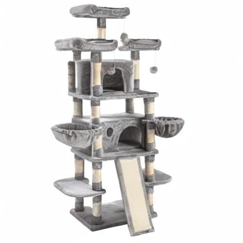 SHA CERLIN 68 Inches Multi-Level Large Cat Tree for Large Kitties/Big Cat Tower with Condo/Cozy Plush ‌Pussycat Perches/Sisal Scratching Posts and Hammocks/Activity Center/Grey 10