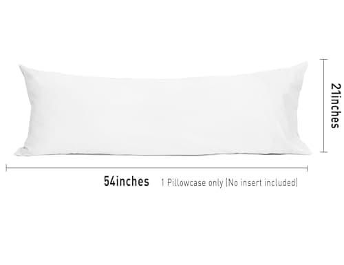 Sunflower Body Pillowcase 100% Cotton Long Pillow Cover/Case Envelope Closure 1 Pack, 20×54 inches White, Soft and Breathable 6