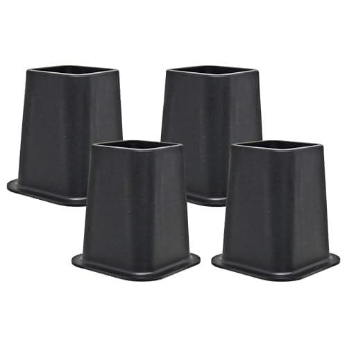 Kings Brand Furniture 6-inch Bed Risers - Set of 4 Black Heavy Duty Stackable Furniture Risers for Under Bed Storage, Desk, Sofa, Couch