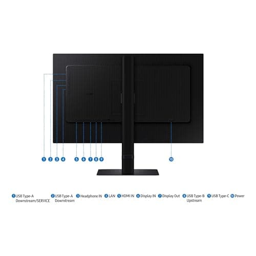 SAMSUNG 24" ViewFinity S6 (S60UD) Series QHD High Resolution Computer Monitor, 100Hz, HDR10, USB-C, Built-In LAN Port, Daisy Chain Support, Easy Setup, Height Adjustable Stand, LS24D606UANXZA, 2024 8