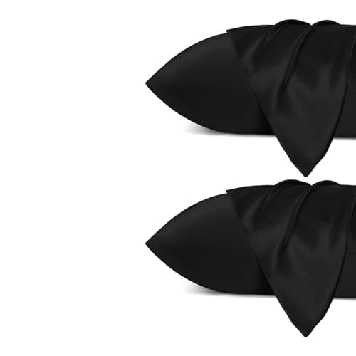 NVNAN Satin Pillowcase for Hair and Skin, Super Soft and Cooling Similar to Silk Pillow Cases 4 Pack with Envelope Closure, (20"x26" Standard Size, Black)