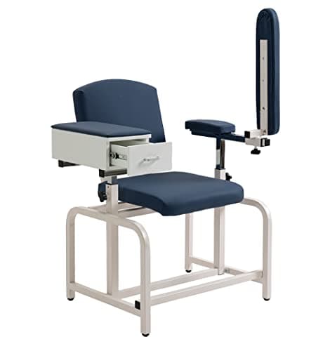 Medycare Lab Draw Chair Phlebotomy with Padded Flip Arm and Drawer (Blue) 5