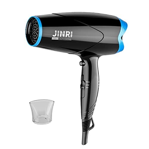 JINRI Hair Dryer, Lightweight Ceramic Negative Ion Hair Dryer with 2 Speed Settings, 6ft Power Cord, Hanging Loop, Removable Air Filter 7