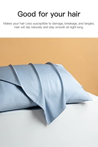 100% Viscose Made from Bamboo Breathable Pillowcases Standard Size Set of 2-Pack for Hot Sleepers and Night Sweats- Softness and Cooling Pillow Cases-Envelope Closure (Blue Fog-20 x 26 inches) 5