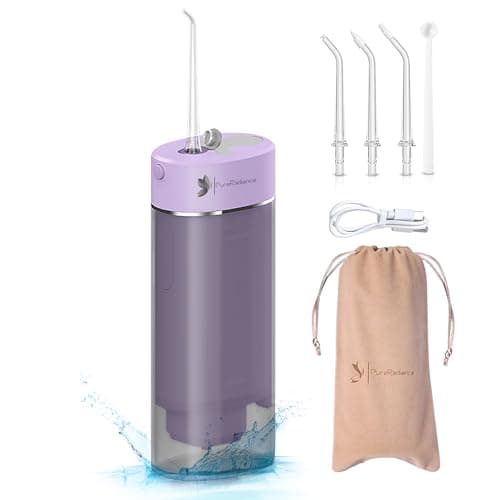 PureRadiance Water Dental Flosser Teeth Pick with Ozone Self Cleaning Brace Care, IPX7 Waterproof Water Dental Picks for Cleaning Cordless Dental Water Flosser for Home & Travel