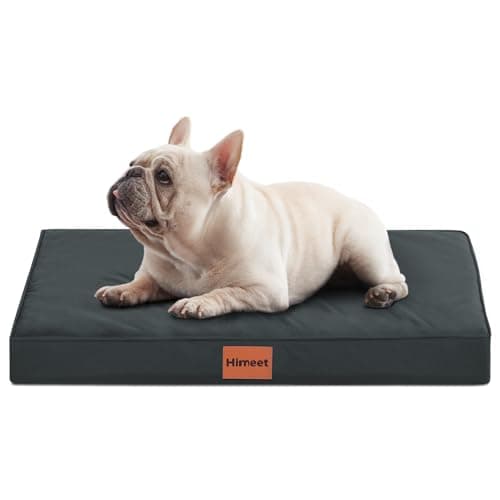 HIMEET- Waterproof Dog Bed with Plastic Liner Outdoor Dog Bed Medium Size Dogs 30 Inch Washable with Removable Cover for Crate Soft Orthopedic Puppy Crate Liner for Kennel Medium Pet Beds (Grey)