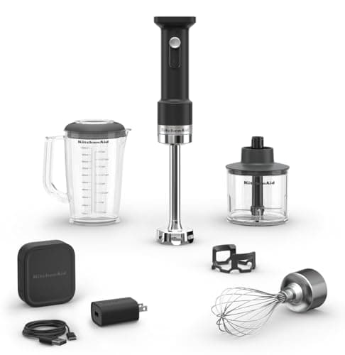 KitchenAid Go Cordless Hand Blender with Accessories - battery included, KHBRV75, Black Matte