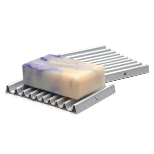 Xympo Aluminum Soap Dish (Pack of 2) – Rustproof Anodized Metal Soap Holder with Fast Drainage, Non-Slip Silicone Base, Modern Minimalist Design – Durable & Easy to Clean for Bathroom, Kitchen & Sink