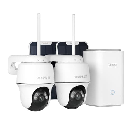REOLINK 4K Solar Security Cameras Wireless Outdoor System, Color Night Vision, 360° Pan Tilt Auto-Tracking, 2.4/5 GHz Wi-Fi 6, Encrypted Local Storage, No Subscription, Home Hub with 2X Argus PT Ultra