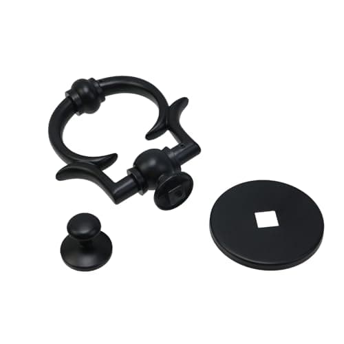 Pastlla Door Knocker for Front Door, Gate Knocker with Strike Plate Door Hardware Door Knockers Home (Black) 5