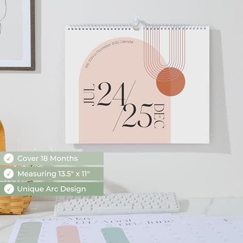 Vibrant Arc Horizontal 11x13.5 Inches Wall Calendar 2024-25, 18 Month Calendar July 2024 - December 2025 Colorful & Fun Monthly Themes 7
