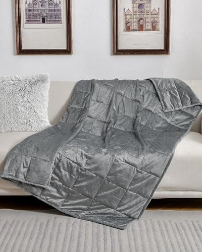 Topblan Weighted Blanket Twin Size 15lbs, Adult Weighted Blankets with Soft Warm Fabric for Sleeping and Calming, Adult Heavy Blanket for Sofa Bed, Grey, 48 x 72 inches 7
