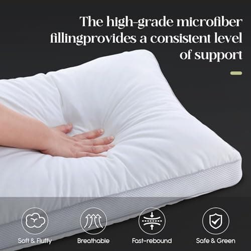 Yalamila Goose Down Bed Pillows Queen Size Set of 2 (White), Hotel Collection Pillows for Sleeping, Gusseted Pillow for Side, Back, or Stomach Sleepers, 20" x 30" 6