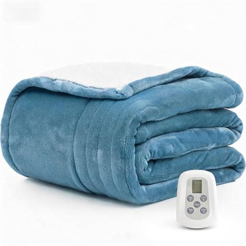 Heated Blanket Electric Blanket Twin 62"x84" Fast Heating Electric Blanket with 10 Heat Levels & 10 Hours Auto-Off Overheat Protection Cozy Soft Flannel Heated Throw Blanket