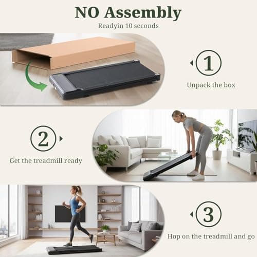 Walking Pad Treadmill, 3 in 1 Portable Under Desk Treadmills for Home Small Space, Quiet Compact Folding Treadmill with Remote Control, 320 LBS Capacity, Jet Black 6