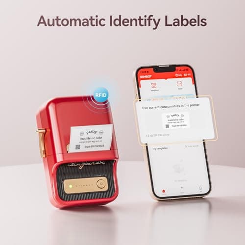 NIIMBOT B21 Label Maker Machine with Tape, 2 Inch Portable Sticker Printer Thermal Labeler for Gift Jar Candle Address Labels for Home Office Business Organization, Supports Mobile & PC, Red 8