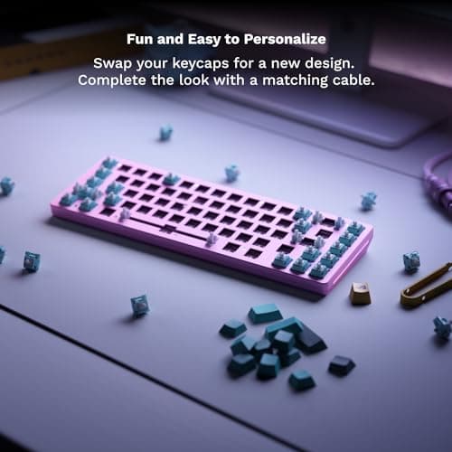 GLORIOUS GMMK 2 Gaming Barebones Keyboard - Hot Swappable TKL DIY, Compact Mechanical Keyboard Kit- Wired, RGB Backlit,- PC Setup Accessories- 65%, Pink 5