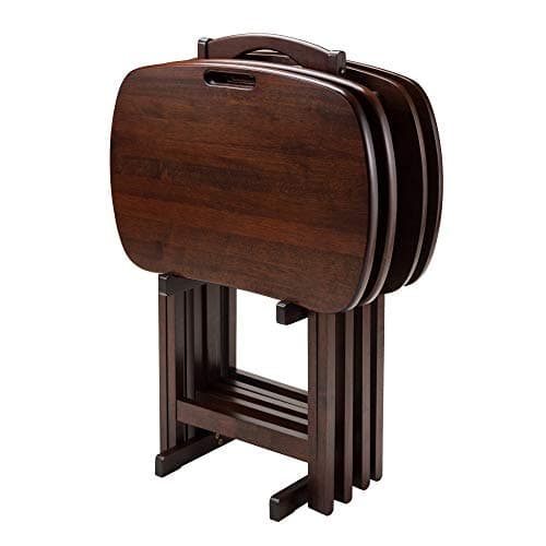 Winsome Lucca Set of 4 Foldable Snack Tables with Storage Rack, Easy to Store Portable Fold Up Table Set for Kitchen, Living Room TV Dining, Crafts, Puzzles, Work From Home 5