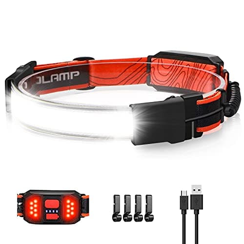 Spriak LED Headlamp Flashlight, 1000lumens 230° Broadbeam Headlight, USB Rechargeable Head Lamp with Red Taillight, Lightweight Waterproof Headlamps for Camping Running Hiking, Hard Hat Headlamp