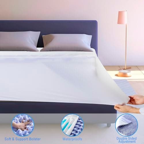 BreezeRest Memory Foam Mattress Topper 2 Inch Egg Crate King,Purple Supportive Gel Foam Mattress Topper for Pressure Relief,Bed Topper in a Box CertiPUR-US Certified, King Size, Blue and White 4