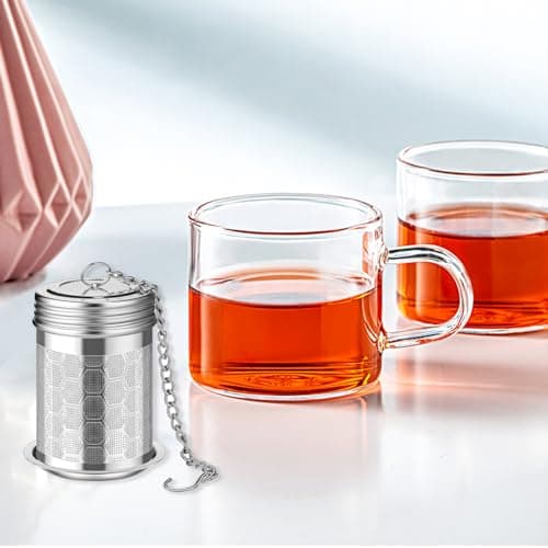 CADAVO Tea Infuser Strainers for Loose Tea, 304 Stainless Steel Tea Diffusers Filter with Drip Trays and Chain Hook, Extra Fine Mesh Tea Steeper Basket Infusers for Teapot, Mug, Cup 6
