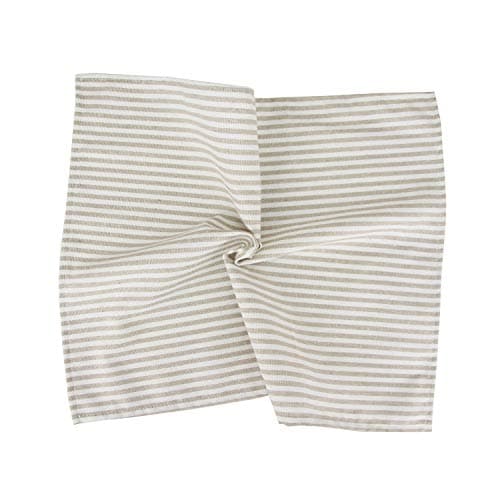 INFEI Plain Striped Cotton Linen Blended Dinner Cloth Napkins - Set of 12 (40 x 30 cm) - for Events & Home Use (Beige) 8