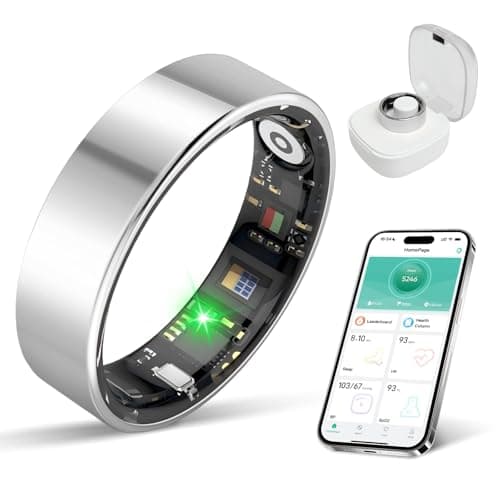 BIEMHA Smart Ring for Women & Men, Health Tracker with Sleep，Exercise Monitoring, iOS&Android Compatible, IP68 Waterproof, No Subscription, 5-Day Battery (Silver, 9)
