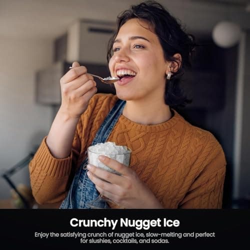 Kismile Nugget Ice Makers Countertop,Portable Ice Machine with Crushed Ice, 35lbs/Day,Self-Cleaning,One-Click Operation for Home Use(Silver) 6