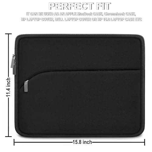 Laptop Sleeve Case 15.6 inch, Durable Portable Monitor Protective Cover with Front Pocket, Traveling Computer Carrying Bag Laptop Sleeve Compatible for HP, Dell, Asus, Lenovo, Black 5