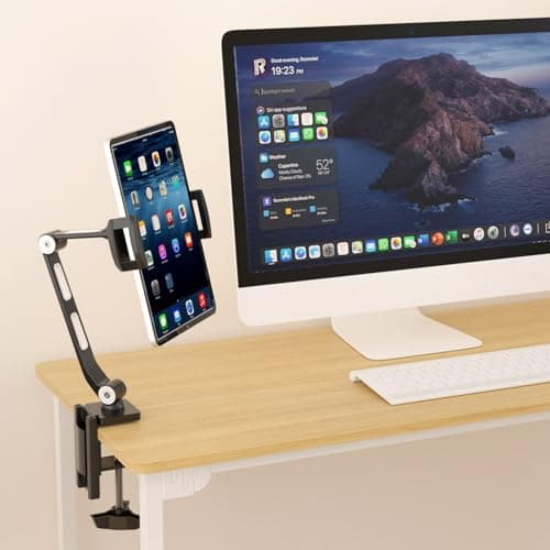 suptek Aluminum Alloy Tablet Stand for Desk, Adjustable Foldable Arm Holder Mount Compatible with iPad 10/9th, iPad 13/12.9 Pro, Portable Monitor 12.9-18.6'', YF208BV1 6