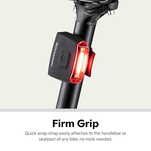 Schwinn Quick Wrap Bike Light Set, LED, 40 and 10 Lumen, Easy to Attach Headlight and Taillight, COB Lighting for Brighter Appearance, Tool-Free Install, Battery Operated, for City and Road Riding 5